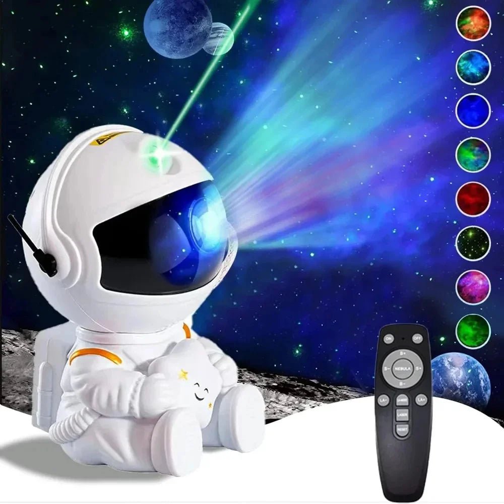 Projetor Astronauta Estrelado Luz Noturna Galaxy LED para Quarto e Sala de Jogos | Projeção de Céu Estrelado e Galáxias - Techria